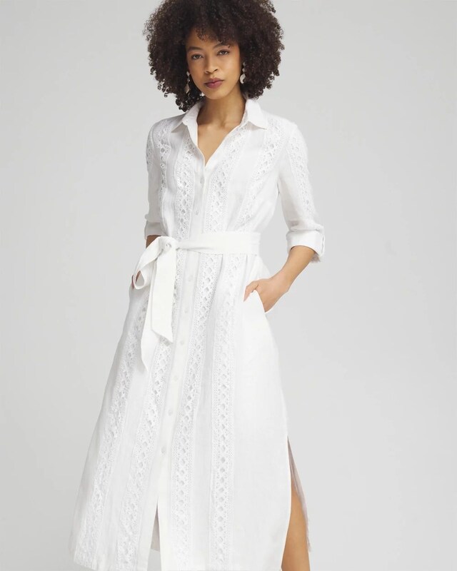 Linen Lace Shirt Dress - image 2